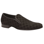 Mezlan Gustave Printed Suede Evening Loafers Black