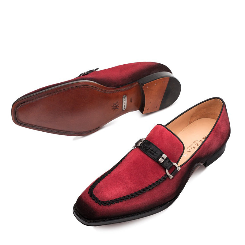 Mezlan Halsey Suede Slip-on Shoes Red