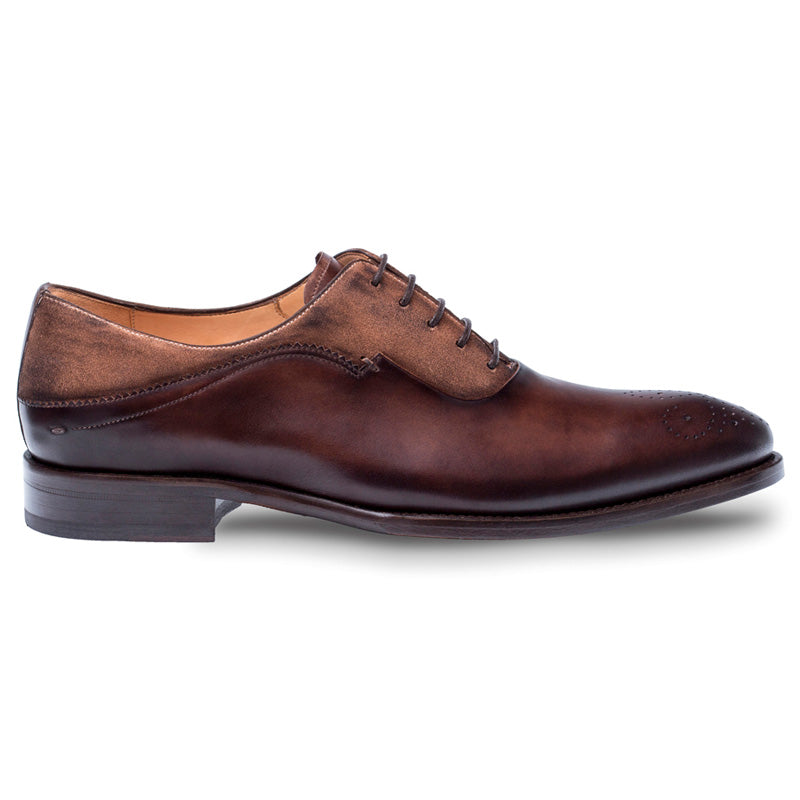 Mezlan Hanks Calfskin Suede Oxford Shoes Brown / Cognac