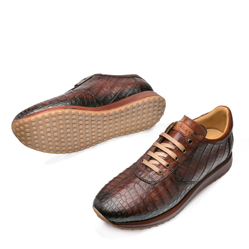 Mezlan Hannibal Crocodile Sneakers Cognac