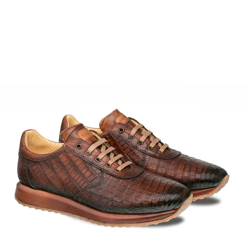 Mezlan Hannibal Crocodile Sneakers Cognac