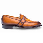 Mezlan Hess Calfskin Lizard Loafers Honey