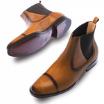 Mezlan Higgins Cap Toe Dress Boots Cognac