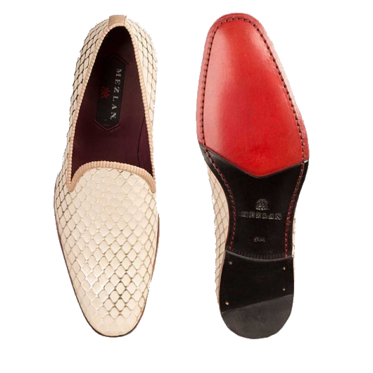Mezlan Hilbert Embossed Calfskin Loafers Bone