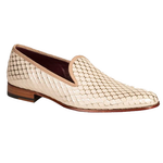 Mezlan Hilbert Embossed Calfskin Loafers Bone