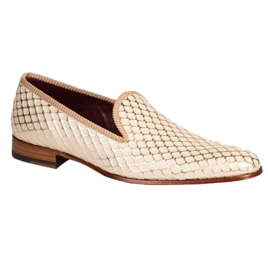 Mezlan Hilbert Embossed Calfskin Loafers Bone
