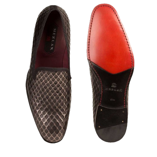 Mezlan Hilbert Embossed Calfskin Loafers Gray