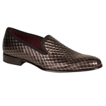 Mezlan Hilbert Embossed Calfskin Loafers Gray