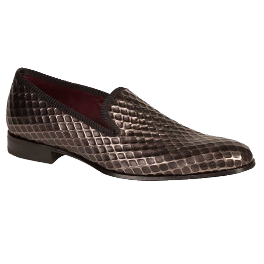 Mezlan Hilbert Embossed Calfskin Loafers Gray