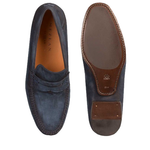 Mezlan Horner Vintage Suede Penny Loafers Blue