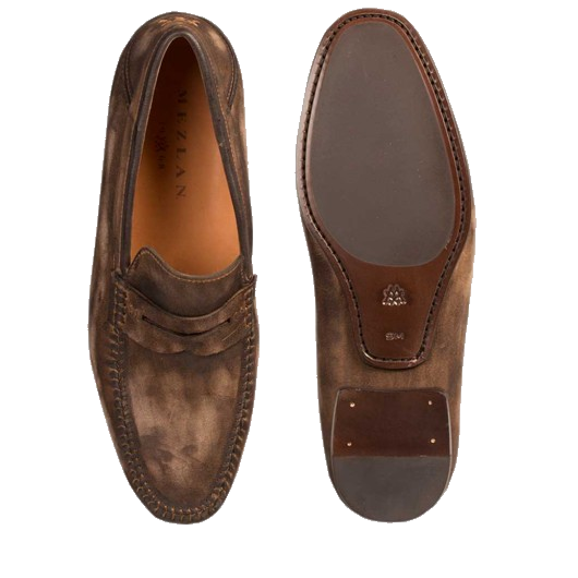 Mezlan Horner Vintage Suede Penny Loafers Khaki
