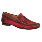 Mezlan Horner Vintage Suede Penny Loafers Red