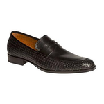 Mezlan Hurtado Textured Calfskin Penny Loafers Black