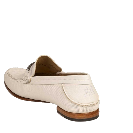 Mezlan Hutton Embossed Calfskin Bit Loafers Bone