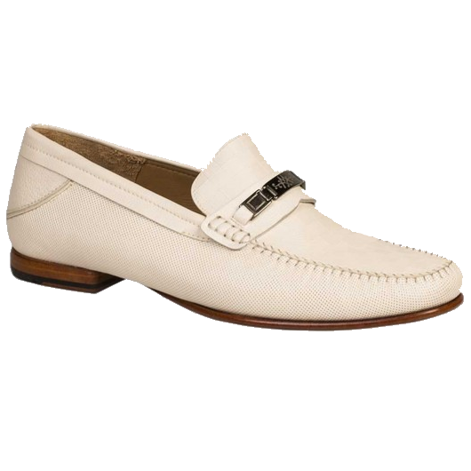 Mezlan Hutton Embossed Calfskin Bit Loafers Bone