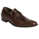 Mezlan Irabu II Lizard & Deerskin Strap Loafers Brown