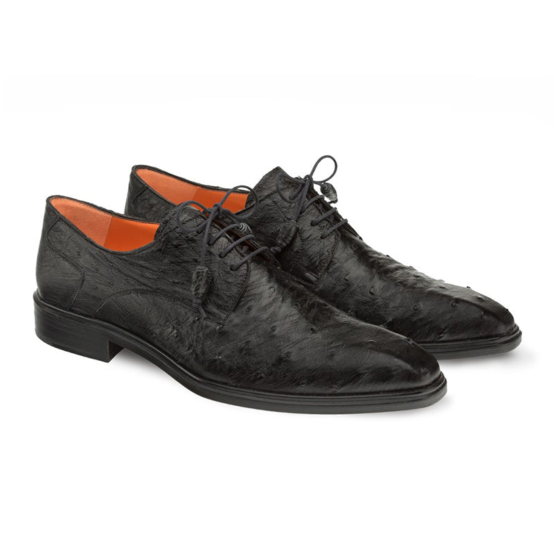 Mezlan Ivo Ostrich Quill Lace Up Black