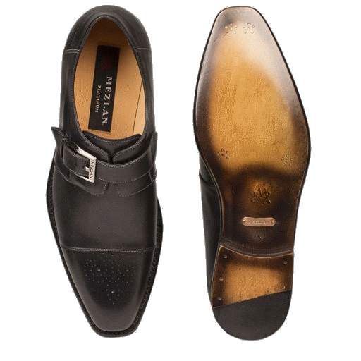 Mezlan Jean Monk Strap Shoes Graphite