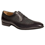 Mezlan Johann Printed Suede & Calfskin Wingtip Brogues Black / Gray