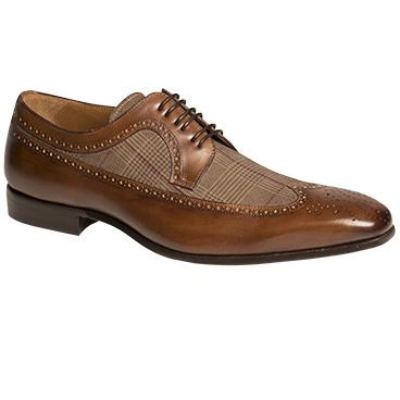Mezlan Johann Printed Suede & Calfskin Wingtip Brogues Brown