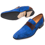 Mezlan Jordi Suede Calfskin Shoes Blue / Brown