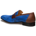 Mezlan Jordi Suede Calfskin Shoes Blue / Brown