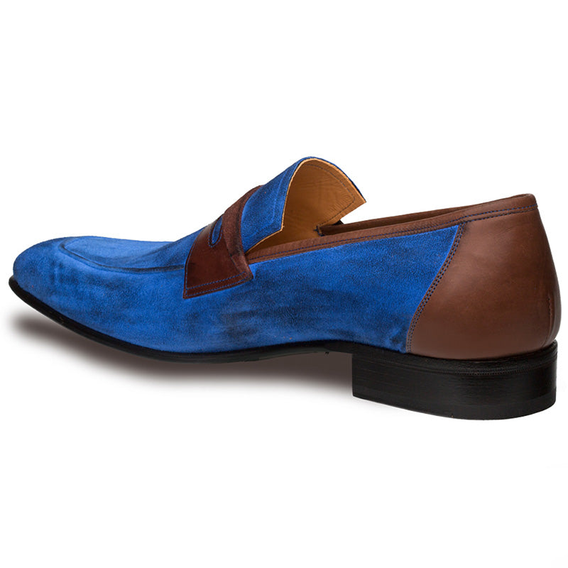 Mezlan Jordi Suede Calfskin Shoes Blue / Brown