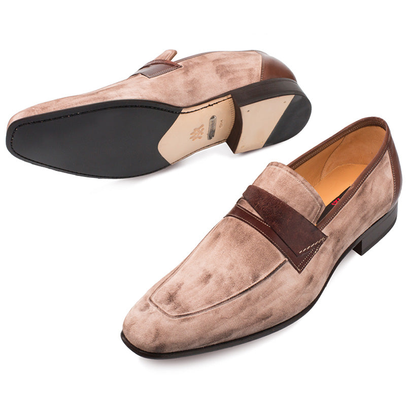 Mezlan Jordi Suede Calfskin Shoes Taupe / Brown