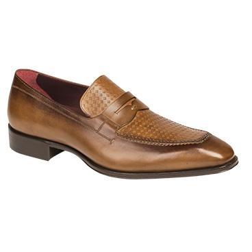 Mezlan Julio Hand Burnished Penny Loafers Cognac