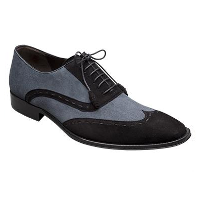 Mezlan Keller Suede Spectator Shoes Black / Gray