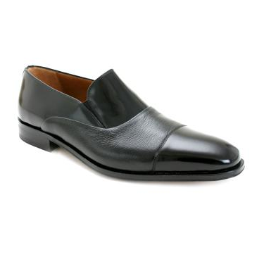 Mezlan Knowles II Calfskin & Deerskin Cap Toe Loafers Black