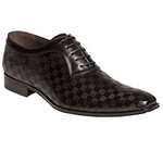 Mezlan Kubo Embossed Calfskin Oxfords Black