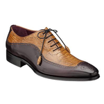 Mezlan Lasalle Ostrich & Calfskin Bal Oxford Burgundy / Camel
