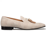 Mezlan Laser Print Suede Tassel Pump Taupe