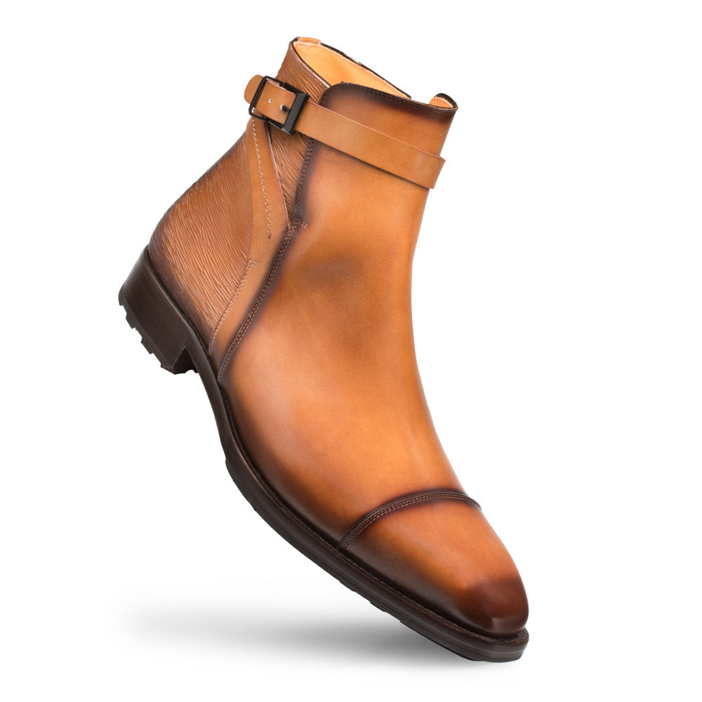 Mezlan Leather Zip Boots Cognac