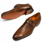 Mezlan Leuven Monk Strap Shoes Cognac