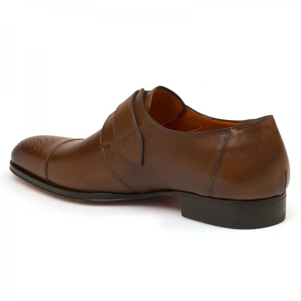 Mezlan Leuven Monk Strap Shoes Cognac