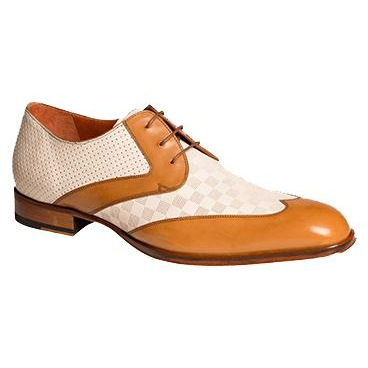 Mezlan Levi Textured Calfskin Wingtip Shoes Camel / Bone