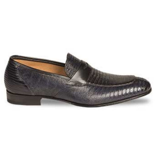 Mezlan Lipari Lizard Penny Loafers Blue