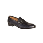 Mezlan Lipari Lizard Penny Loafers Blue
