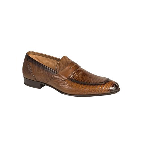 Mezlan Lipari Lizard Penny Loafers Cognac