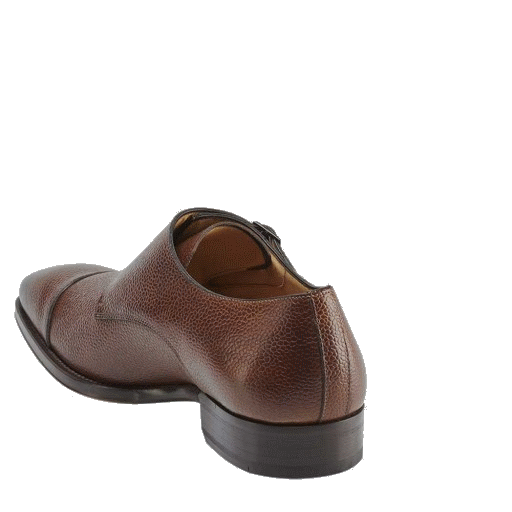 Mezlan Lubrin Embossed Calfskin Double Monk Strap Shoes Brown