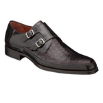 Mezlan Lucio Crocodile & Calfskin Double Monk Strap Shoes Brown