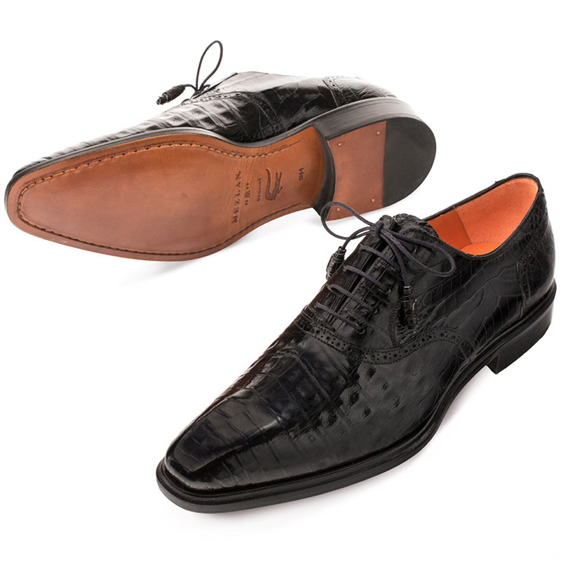 Mezlan Lupo Crocodile Oxfords Black