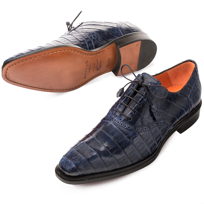 Mezlan Lupo Crocodile Oxfords Blue
