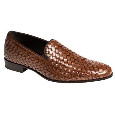Mezlan Macario Nappa Woven Loafers Cognac