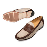 Mezlan Maggi Fabric / Calfskin Moccasin Bone / Brown