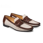 Mezlan Maggi Fabric / Calfskin Moccasin Bone / Brown