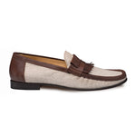 Mezlan Maggi Fabric / Calfskin Moccasin Bone / Brown