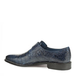 Mezlan Magnus Crocodile Monk Strap Shoes Blue